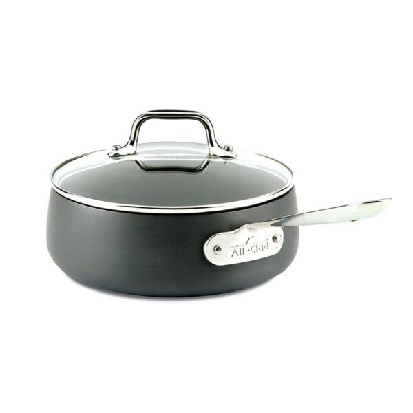 All-Clad E7852664 HA1 Hard Anodized Nonstick Dishwasher Safe PFOA Free Sauce Pan Cookware, 2.5-Quart, Black