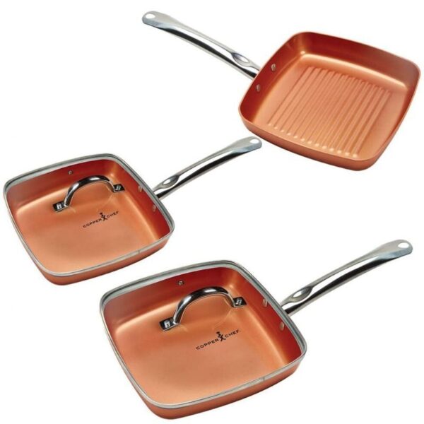 Copper Chef Square Fry Pan 5 Pc set