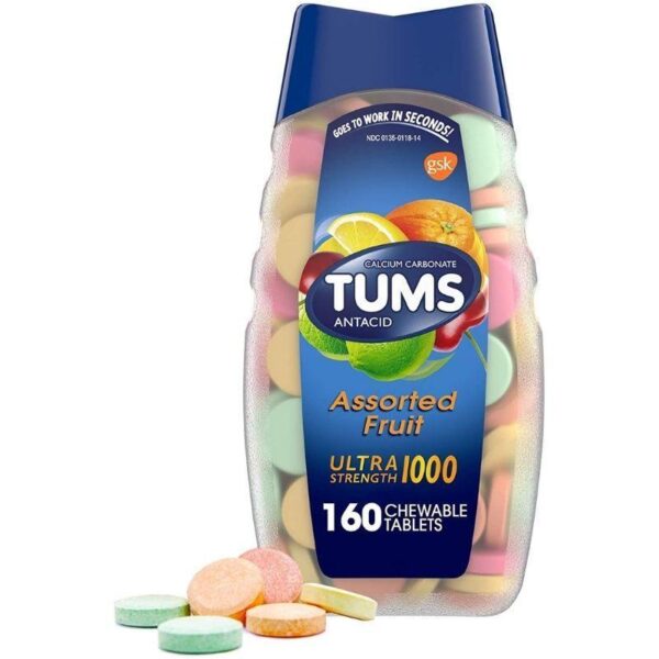 TUMS Ultra Strength Antacid Tablets for Chewable Heartburn Relief and Acid Indigestion Relief