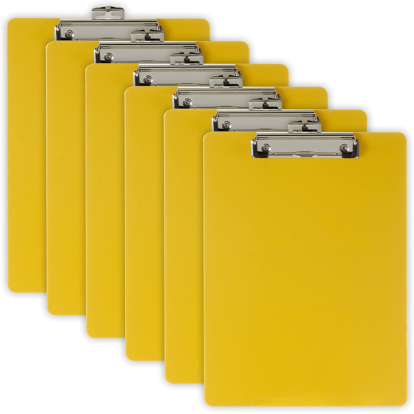 Officemate Recycled Plastic Clipboard, Letter Size, Yellow, Pack of 6 (83082)