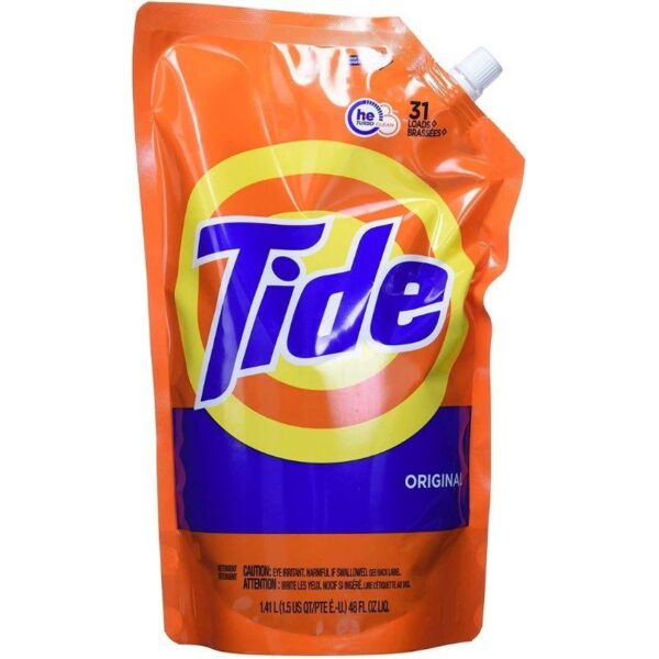 Tide Laundry Detergent Liquid, Original Scent, HE Turbo Clean, Pack of 3 Smart Pouches, 93 Loads Total