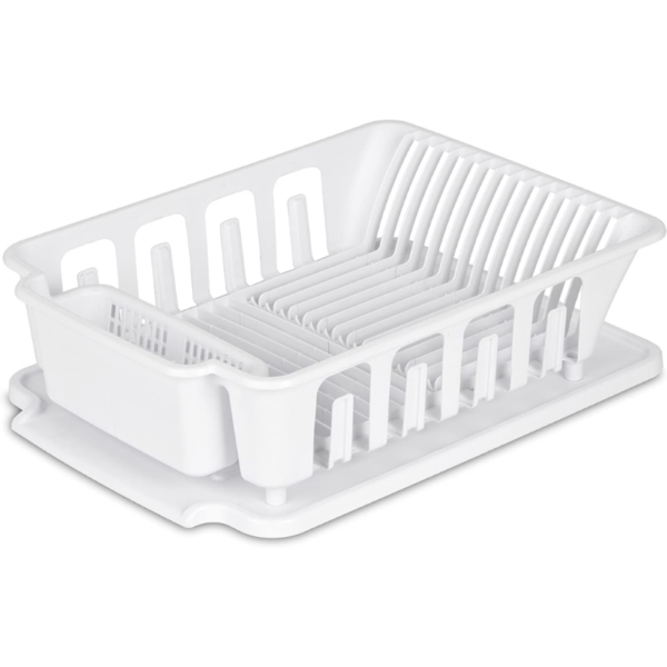 Sterilite 2-piece Large Sink Set Dish Rack Drainer, White