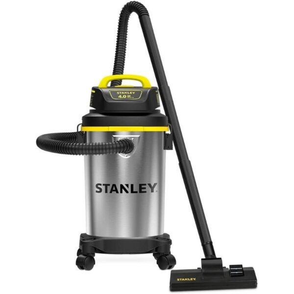 Stanley 4 Gallon Wet Dry Vacuum , 4 Peak HP Stainless Steel Portable Shop Vac