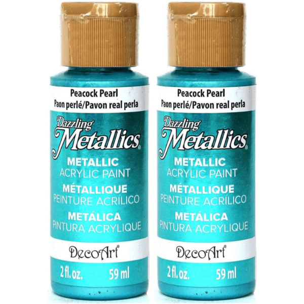 2-Pack - DecoArt Dazzling Metallics Acrylic Colors - Peacock Pearl, 2-Ounces Each