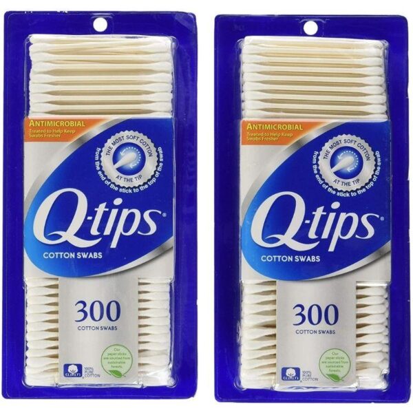 Q-tips Antimicrobial Cotton Swabs, 300 Count (Pack of 2)