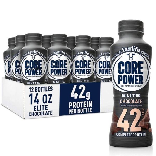 Core Power Elite High Protein Shakes (42g), Chocolate, Ready to Drink for Workout Recovery, 14 fl oz Bottles (12 Pack) - SET OF 2