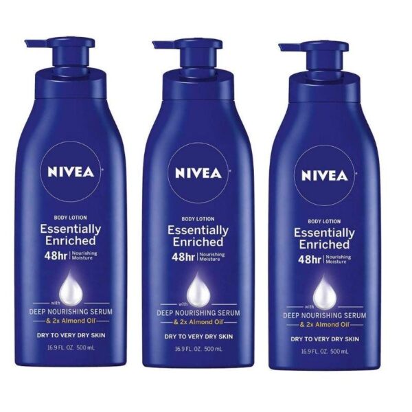 NIVEA Essentially Enriched Body Lotion 16.9 oz (Pack of 3) - Packaging May Vary